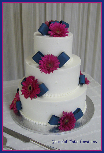 Navy-Blue-And-Pink-Wedding-Cake