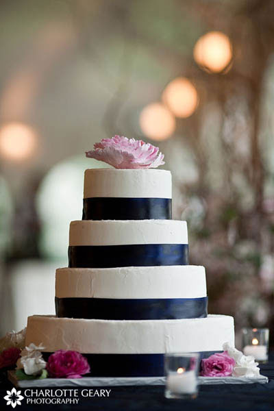 Navy-Blue-And-Pink-Wedding-Cake