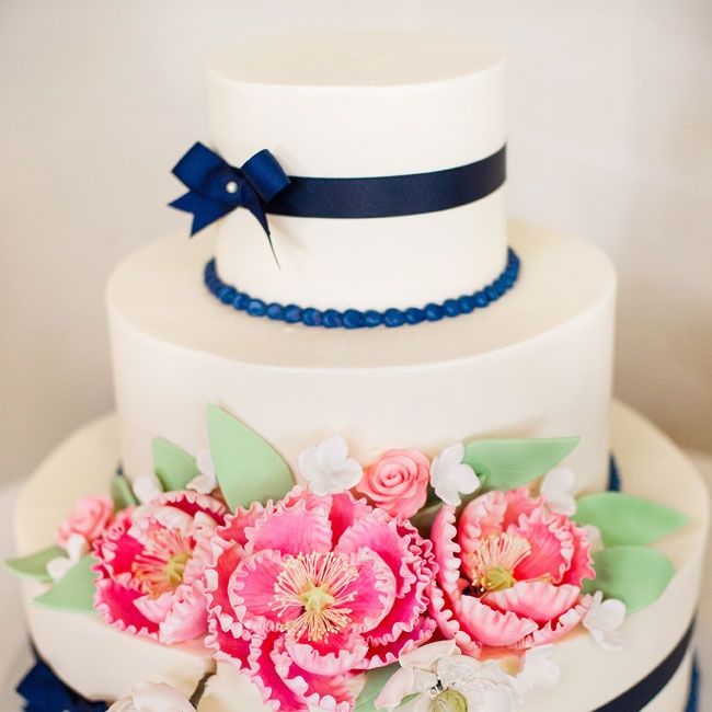 Navy-Blue-And-Pink-Wedding-Cake