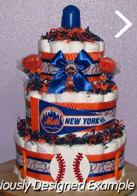 NY Mets Diaper Cake