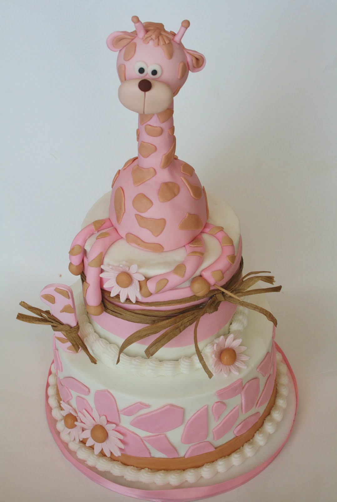 Pink Giraffe Baby Shower Cake