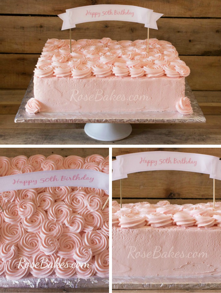 Pink Rose Buttercream Sheet Cakes