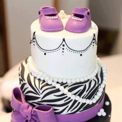 Purple and Black Zebra Baby Shower Cake