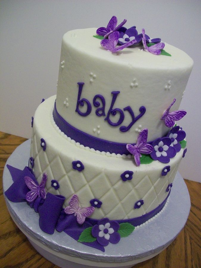 Purple Butterflies Baby Shower Cake