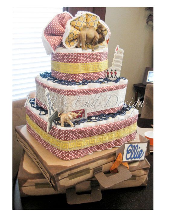 Square Diaper Cakes for Baby Shower