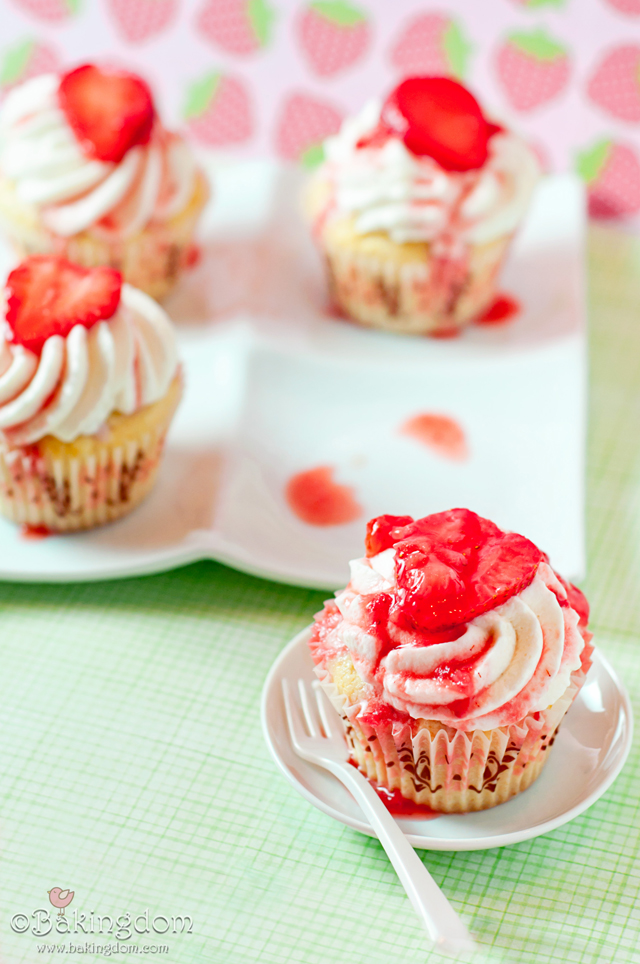 Strawberry Cream Filled Chocolate Cupcakes