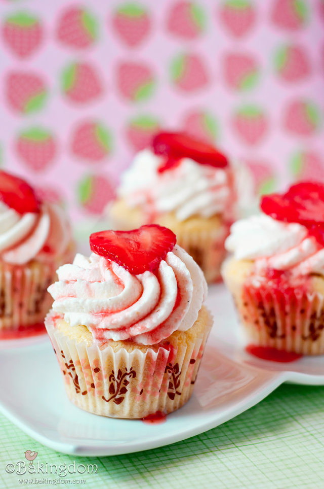 Strawberry Cream Filled Cupcakes