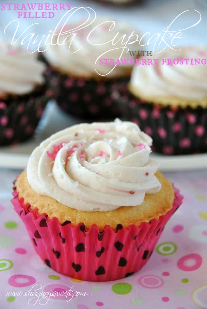 Vanilla Cupcakes with Strawberry Filling