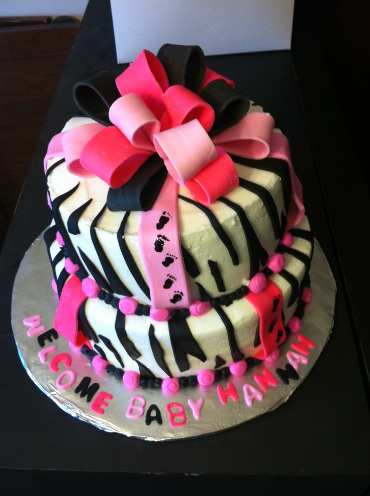 Zebra Print Baby Shower Cake