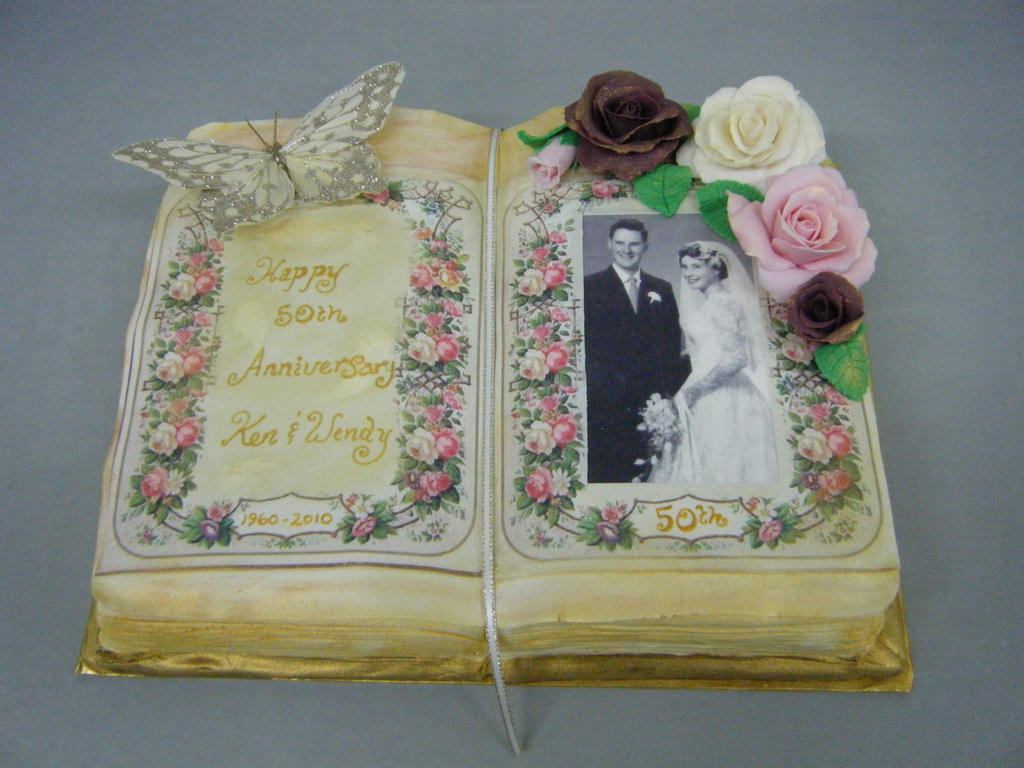 50th Wedding Anniversary Book Cake