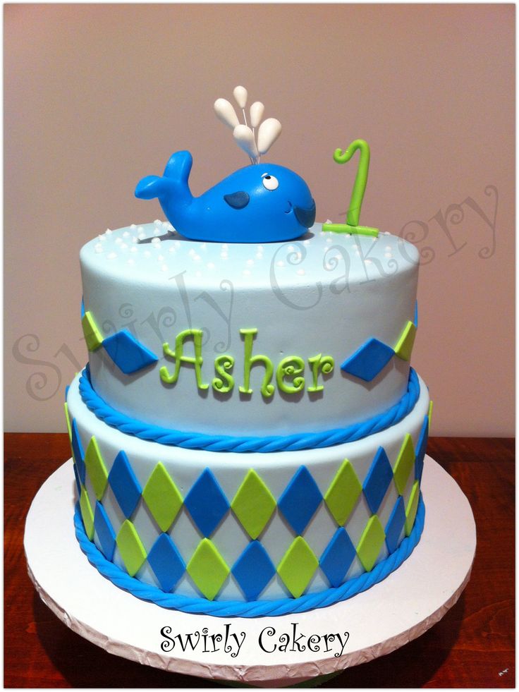 Baby Whale 1st Birthday Cake