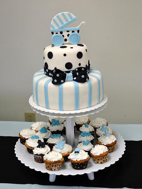 10 Photos of Black And Blue Baby Shower Cakes