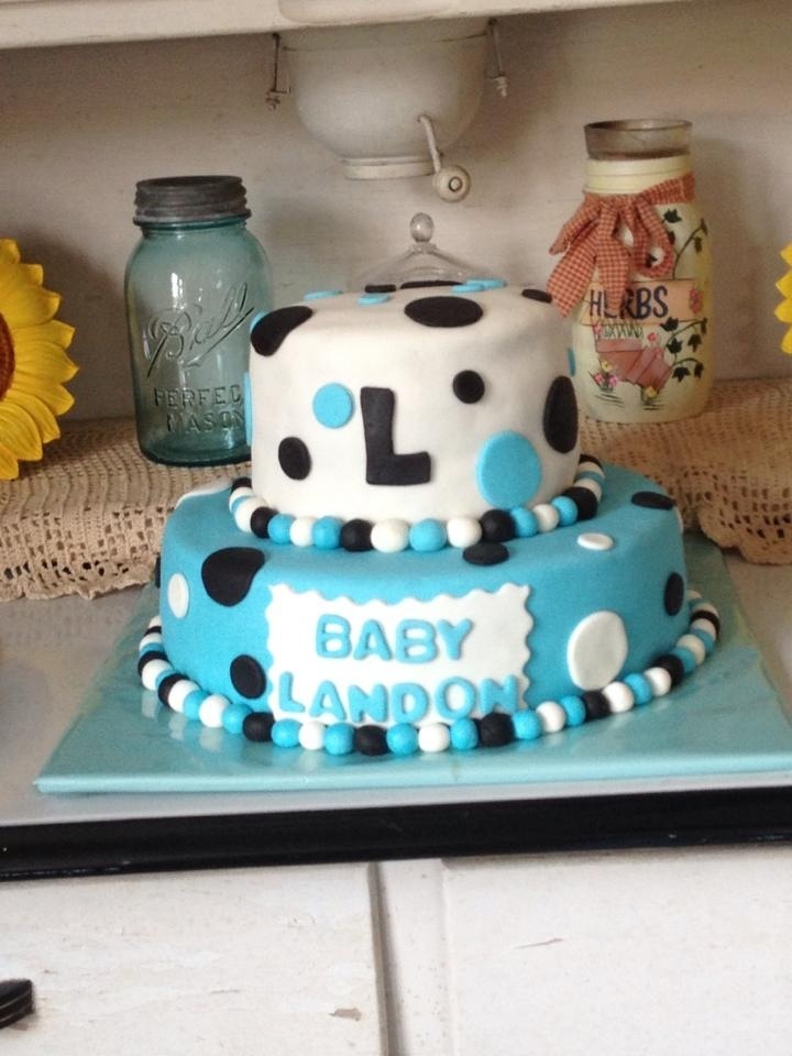 Black and Blue Baby Shower Cake