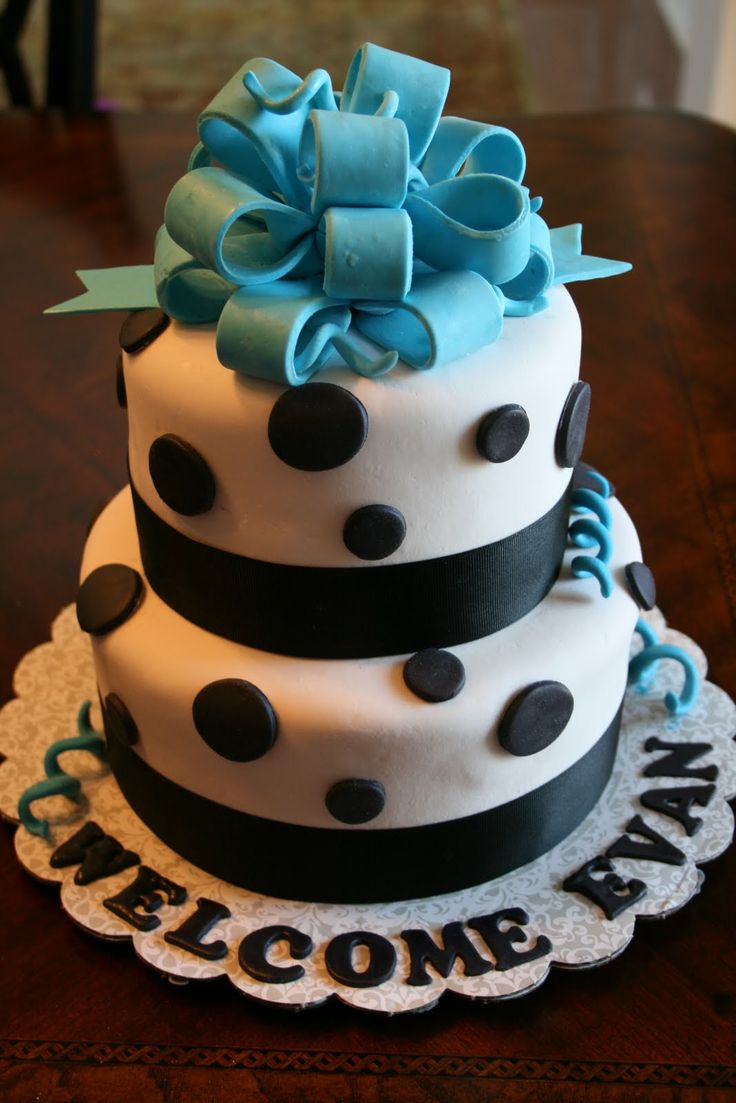 Black and Blue Baby Shower Cake