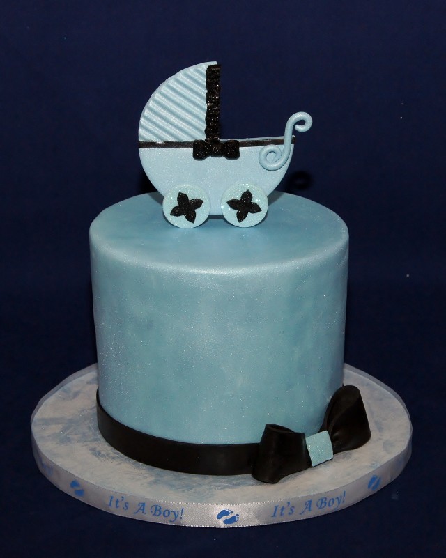 Black and Blue Baby Shower Cake