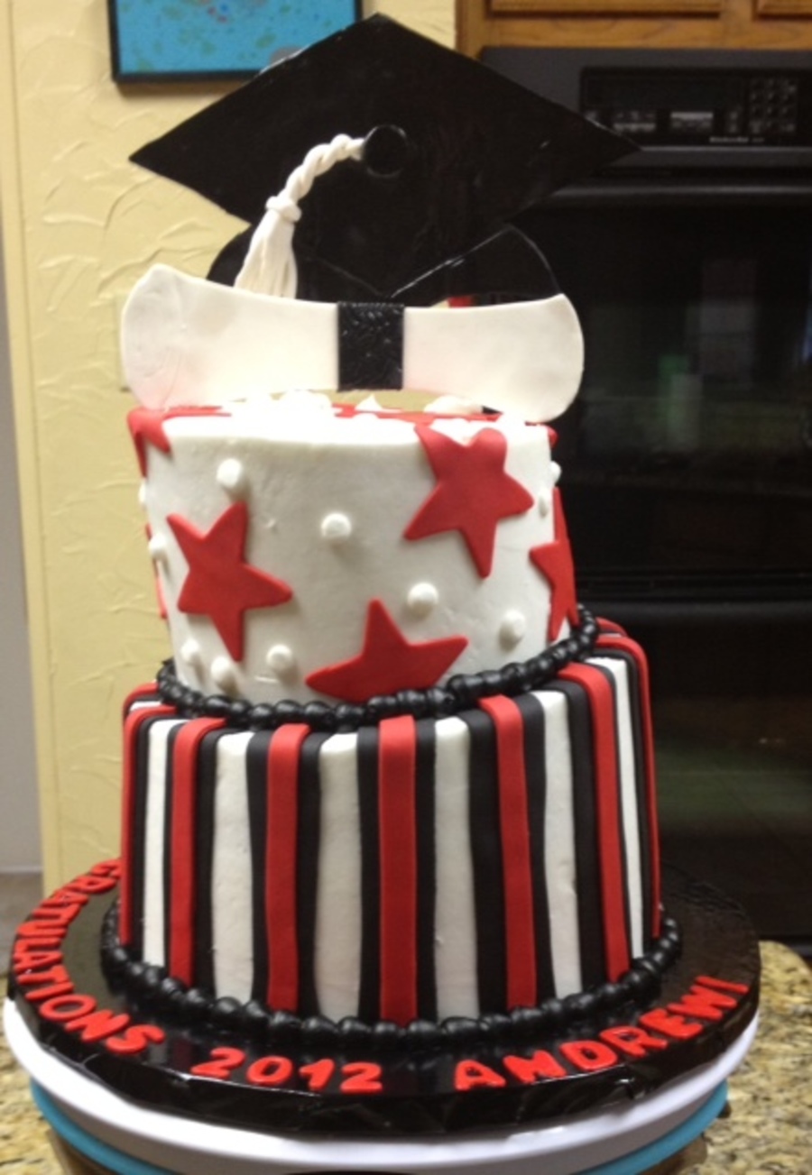 Black and White Graduation Cake