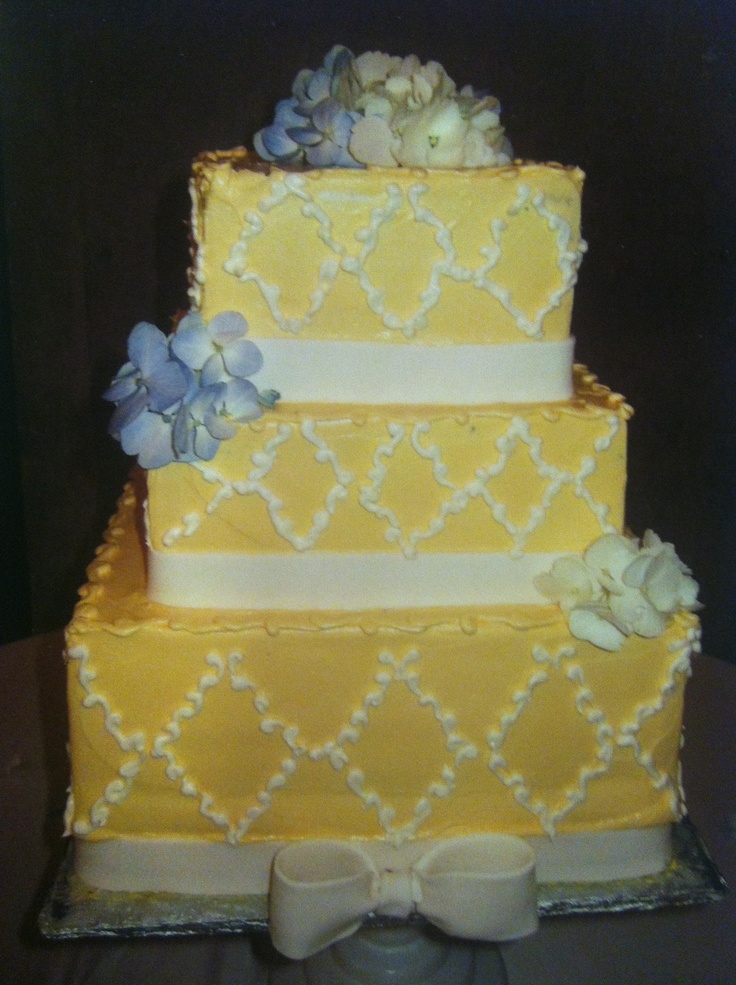 Blue and Yellow Themed Wedding Cakes