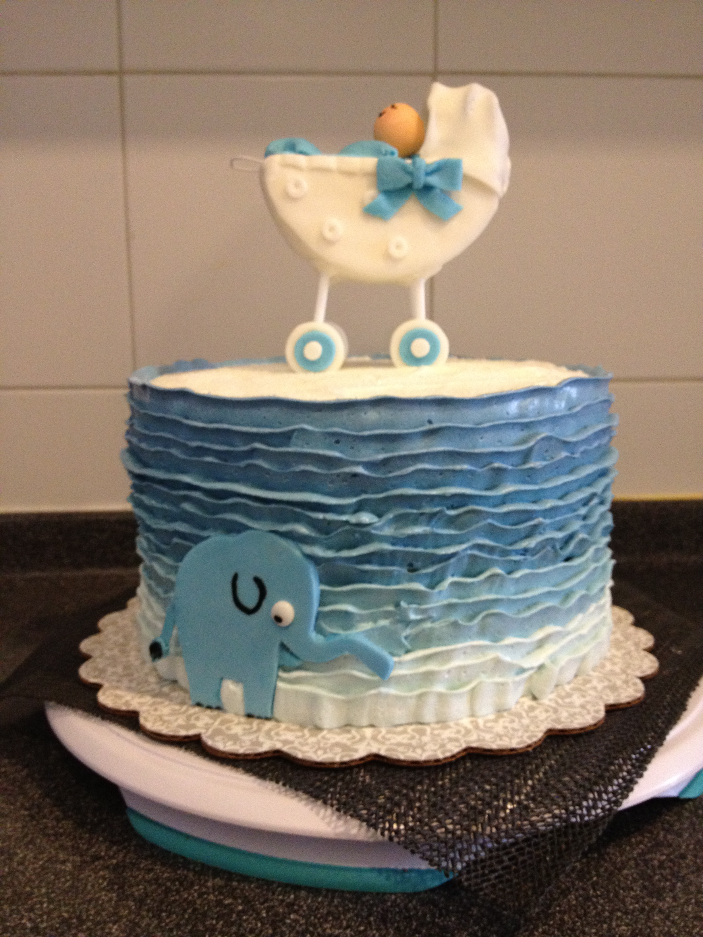 Blue Buttercream Baby Shower Cakes