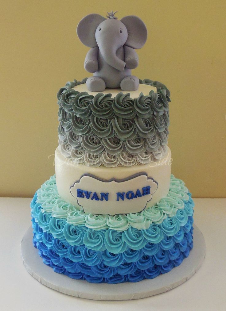 Buttercream Elephant Baby Shower Cakes for Boys