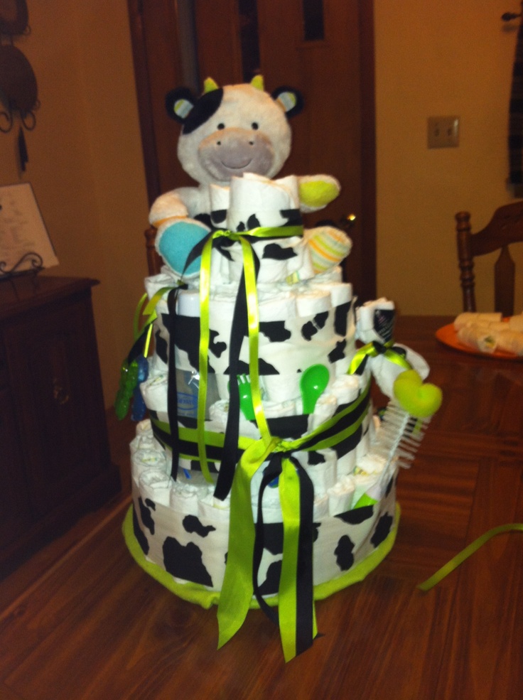 Diaper Cake with Cows