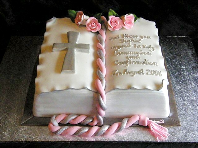 First Communion Open Book Cake