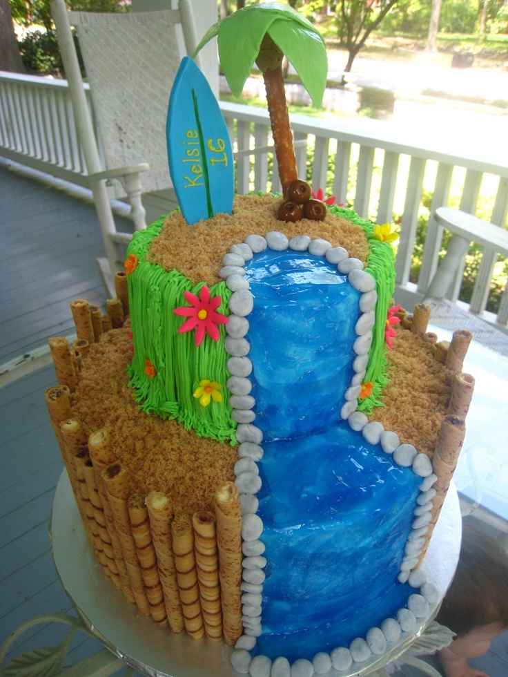 Luau Waterfall Cake