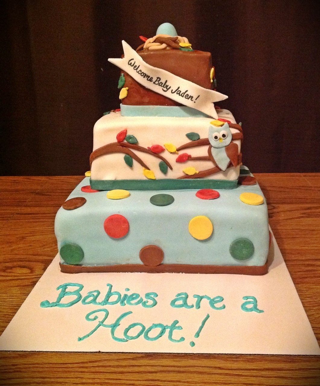 Owl Baby Shower Cake Boy