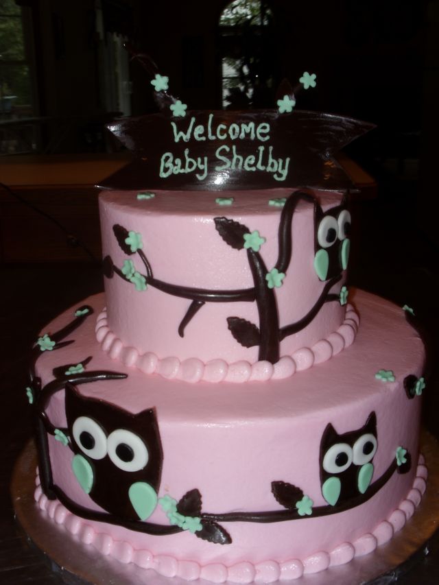 Owl Baby Shower Cake