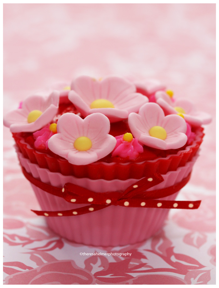 Pink Flower Cupcakes with Fondant