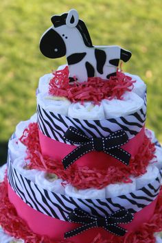 10 Photos of 3D Zebra Print Diaper Cakes