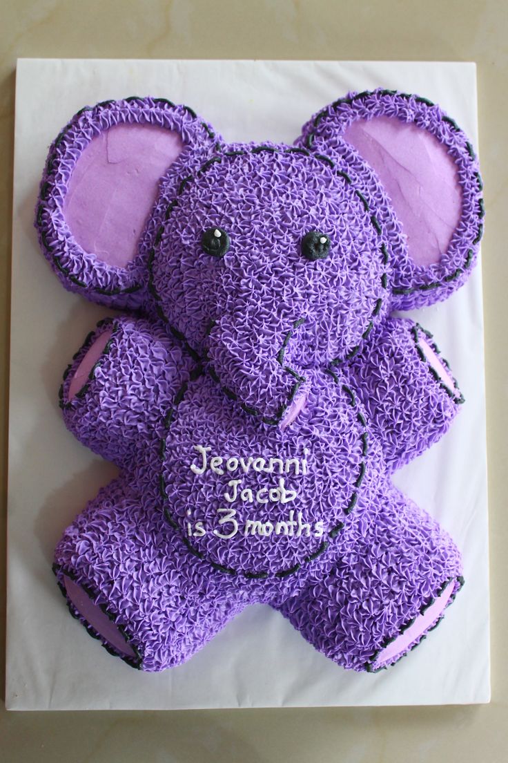 Purple Elephant Baby Shower Cake