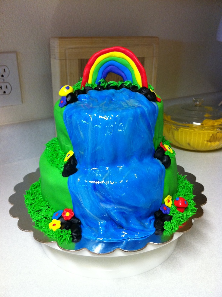 Rainbow Waterfall Cake