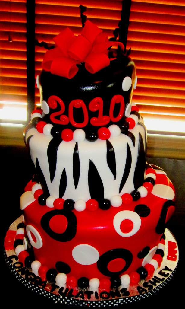 Red and Black Graduation Cake