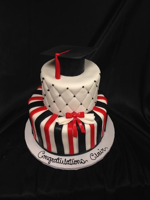 Red and Black Graduation Cake