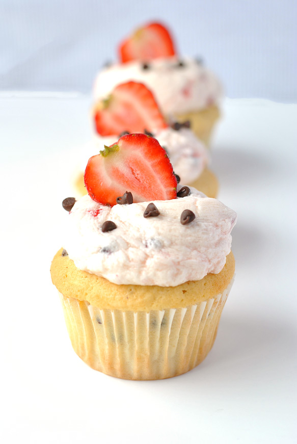 Strawberry Cupcakes with Whipped Cream Frosting