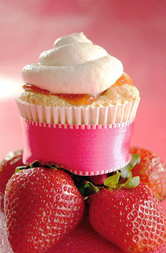 Strawberry Cupcakes with Whipped Cream Frosting