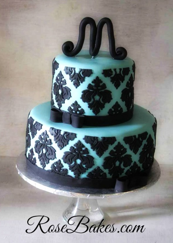 Tiffany Blue and Black Baby Shower Cake