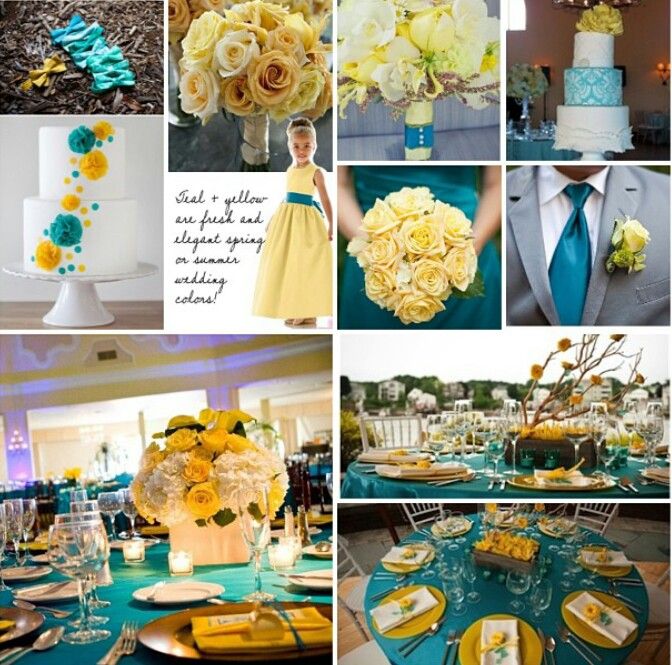 12 Turquoise With Gray And Yellow Wedding Cakes Photo Turquoise