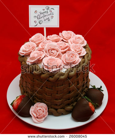 Valentine's Day Cake with Chocolate Covered Strawberries