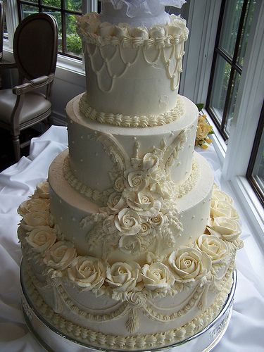 Vintage Buttercream Rose Wedding Cakes