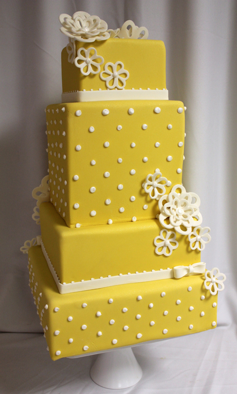 Yellow and White Wedding Cake