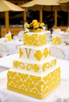 Yellow Square Wedding Cake