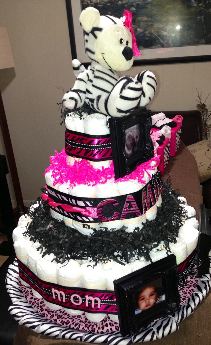 Zebra Baby Shower Diaper Cake