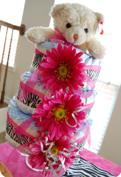 Zebra Print Diaper Cake