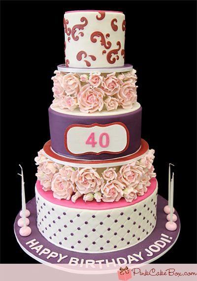 40th Birthday Cake Pink Roses