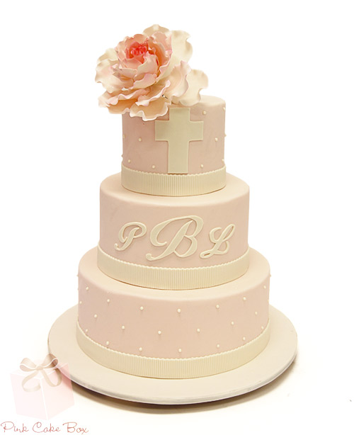 Baptism Cake with Roses