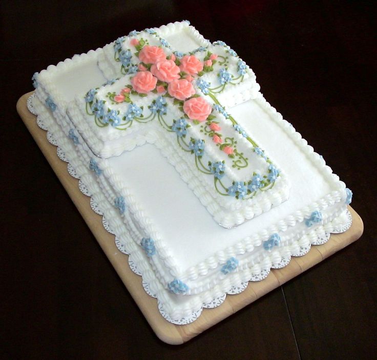 Baptism Sheet Cake with Cross