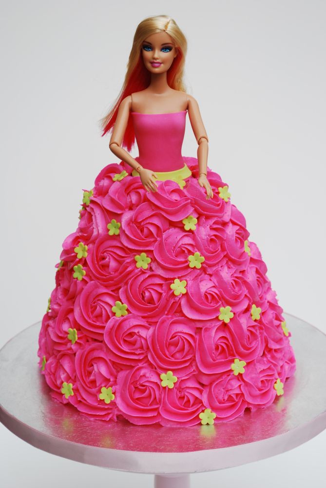 10 Photos of Barbie Cakes With Buttercream Icing Rosettes