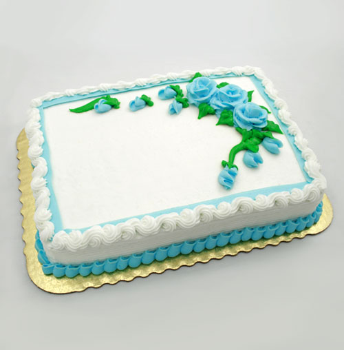 Birthday Sheet Cake Blue Roses