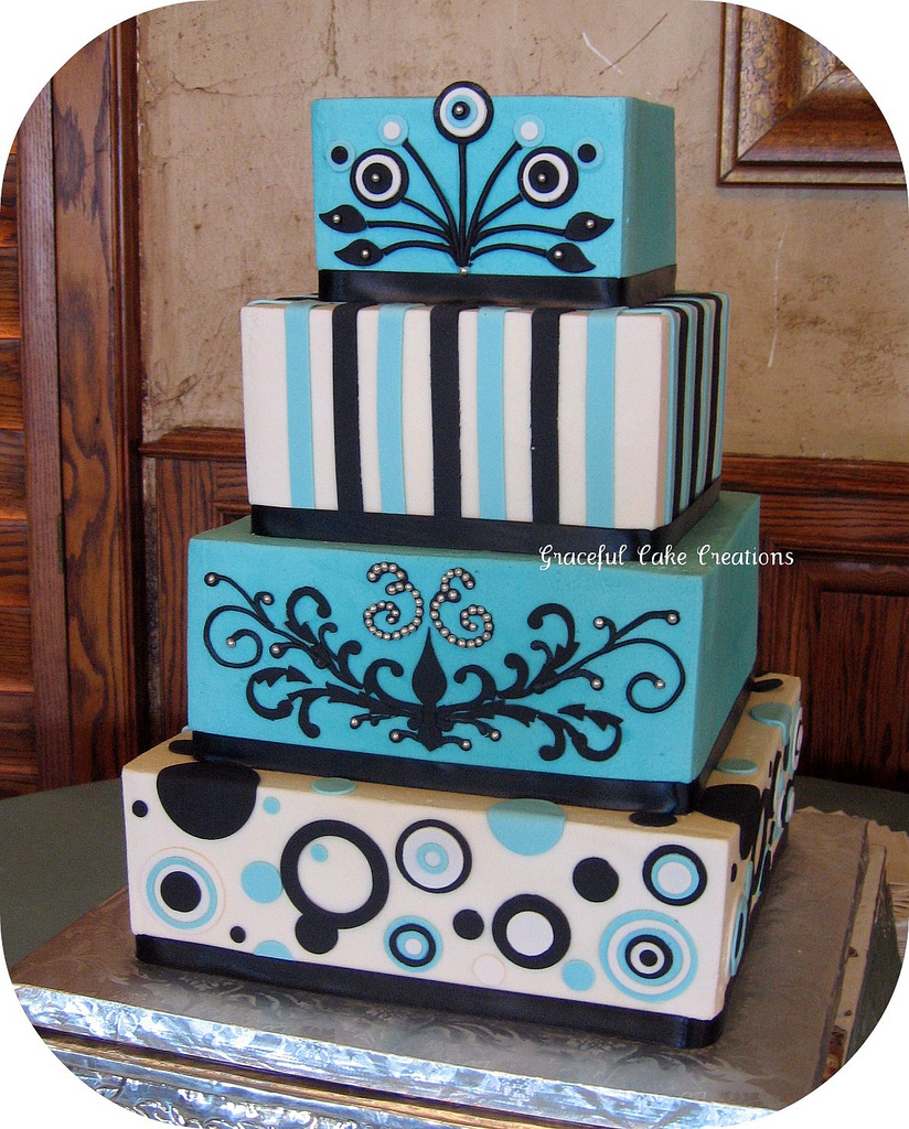 Black and Blue Wedding Cake